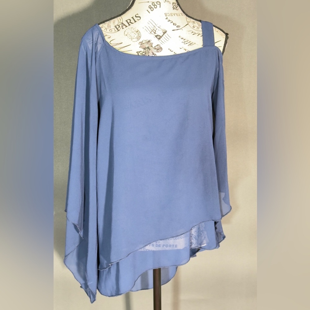 Elegant Blue sheer Flowy Women's Top
